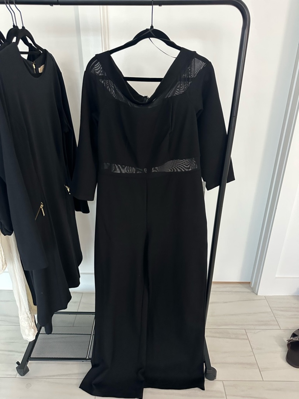 Love By Design Black Jumpsuit with Mesh Insets